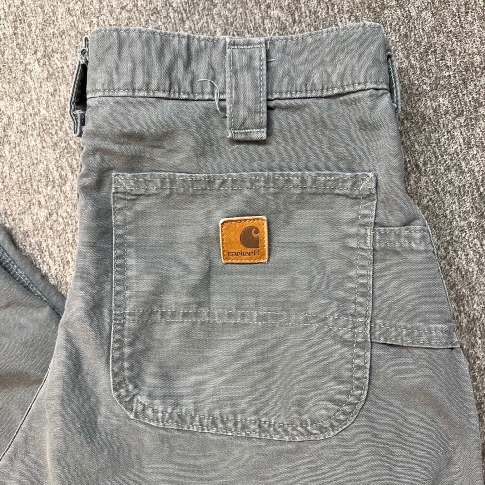 Carhartt B151 PAT Men Gray Dungaree Fit Canvas Work Pants 32x30 Carpenter